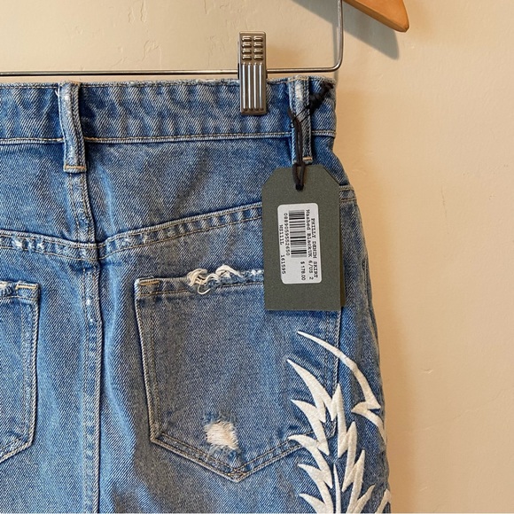 NWT All Saints Philly Denim Embroidered Mini Skirt 2 - Picture 9 of 11